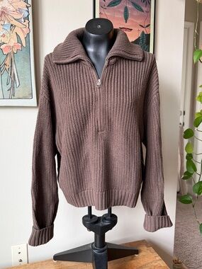 American Eagle Quarter Zip Cropped Sweater